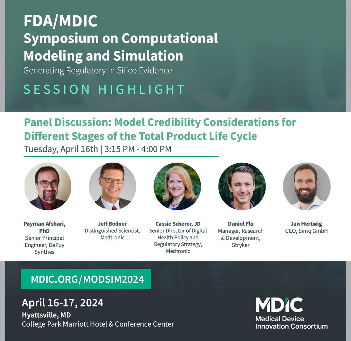 SimqGmbH's tweet image. Exciting Announcement: Our CEO Jan Hertwig will be speaking at the FDA/MDIC Symposium on Computational Modeling &amp;amp; Simulation (CM&amp;amp;S, #ModSim2024) on April 16 in Washington DC.

#innovation #clinicaltrials #regulatoryaffairs #medtech #simulation #modelling #insilico #medicaldevice