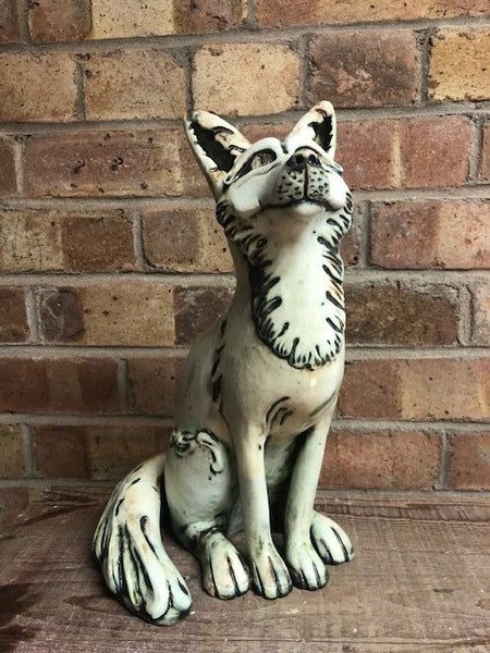 Fox by Jan Beeny Hand sculpted ceramic fox with oxide and glaze decoration. All of Jan's pieces are one-off ceramic sculptures and are available in the gallery and online - buff.ly/4cCJ7VJ #fox #cadno #vulpesvulpes #ceramicfox #handmade #madeinwales #janbeenceramics