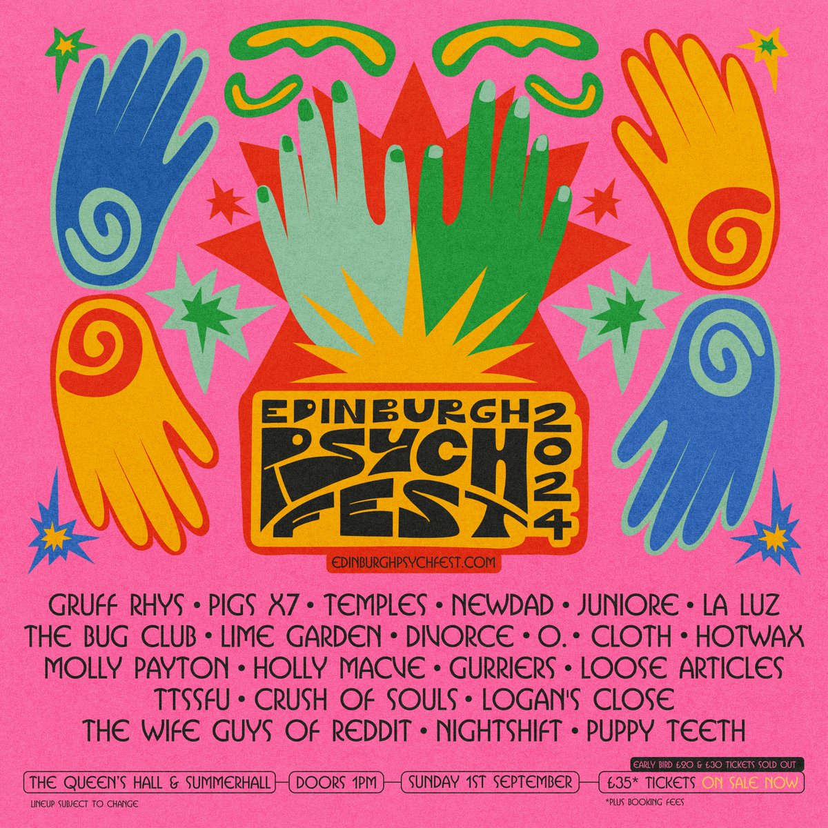 Just announced: the second wave of acts for Edinburgh Psych Fest, including Gruff Rhys & La Luz, alongside Pigs x7, Temples, and many more An unforgettable day filled with mind-bending sounds, trippy visuals and a celebration of all things psychedelic 🎟 thequeenshall.net/whats-on/edinb…