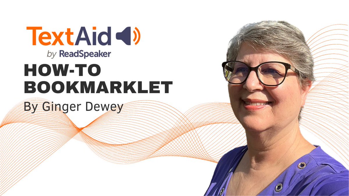 ReadSpeaker's tweet photo. Want to convert any webpage into audio? No worries! 

Ginger Dewey, our resident expert, has created a YouTube playlist packed with tips and tricks to master the ReadSpeaker #TextAid Bookmarklet. https://t.co/iMq2ER7bmw