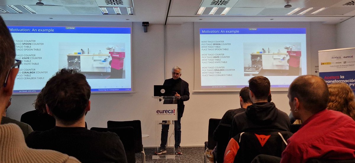 Yesterday, our CEO, @FerroFrancescoE, attended the ROS MeetUp Barcelona, organised by @Eurecat_news, a gathering spot for the local #ROS community to discuss and present the latest developments. It was thrilling to see our TIAGo #robot featured among the presentations!