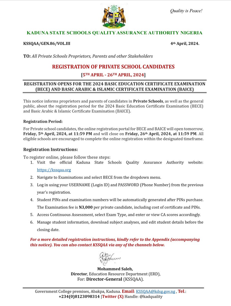 REGISTRATION OF BECE Basic Education Certificate Examination and BAICE Basic Arabic &amp; Islamic Certificate Examination for Private Schools. Retweet, Share and Like for wider Circulation. 👇