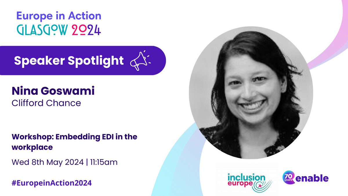 📢Speaker Spotlight 📢 Among our brilliant line-up for #EuropeinAction2024, we are delighted to welcome ex-BBC journalist and Head of Inclusion @Clifford_Chance, @Nina_Goswami, to present on embedding #EDI in the Workplace. Our full line-up is here: bit.ly/3PyzMV1
