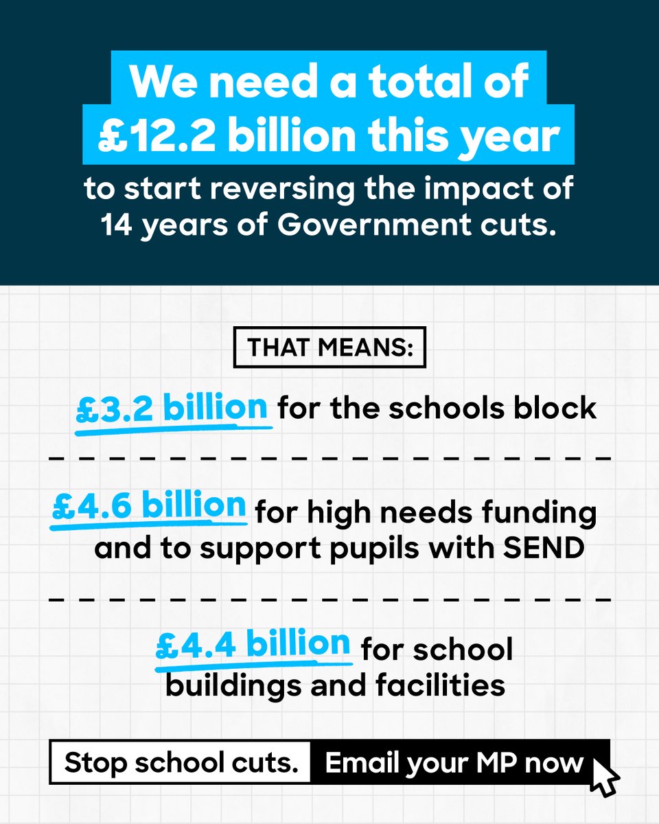 #NEU2024 is debating the crisis in SEND funding. Vital SEND provision is insufficient, leaving thousands without appropriate support. £12.2 billion is needed to revere the impact of Government cuts, including £4.6 billion in High Needs funding 👉 schoolcuts.org.uk