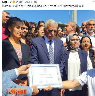 75 yaşındayken hasta diyerek cezaevinde tahliye edilen Ahmet Türk 81 yaşında belediye başkanı oluyor Eee bu nasıl iyileşti şimdi? Hastaysa otursun evinde, sağlıklı ise gitsin cezaevine. Acayip işler....
