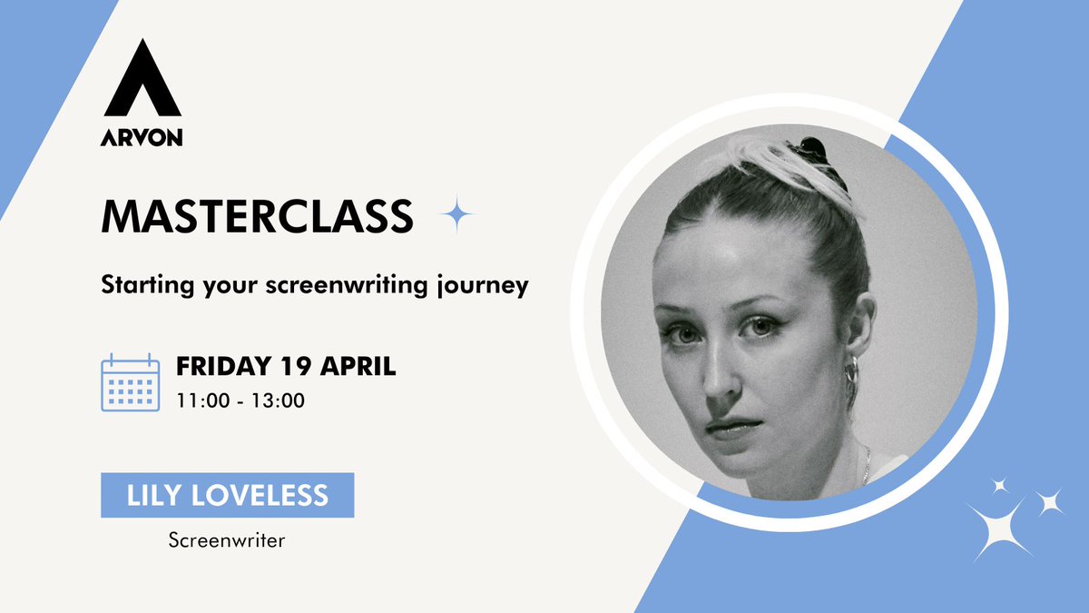 Start your screenwriting journey with a two-hour masterclass led by award-winning actor turned screenwriter @lmloveless✨ Lily will share her journey, from writing for the screen to winning a place on a prestigious Channel 4 screenwriting programme. 🔗 arvon.org/writing-course…