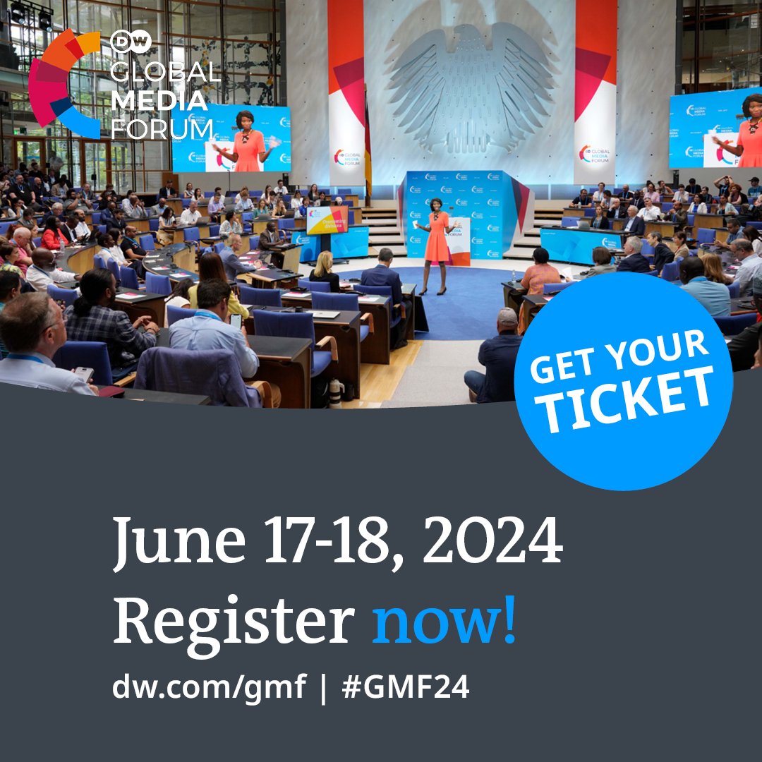 🎟 Tickets are now on sale for #GMF24 🎫 Join over 1,500 media professionals at DW's international media conference in Bonn on June 17 and 18. Grab your early bird ticket at a special price today! ➡️ dw.com/gmf #SharingSolutions #MediaConference #media #journalism