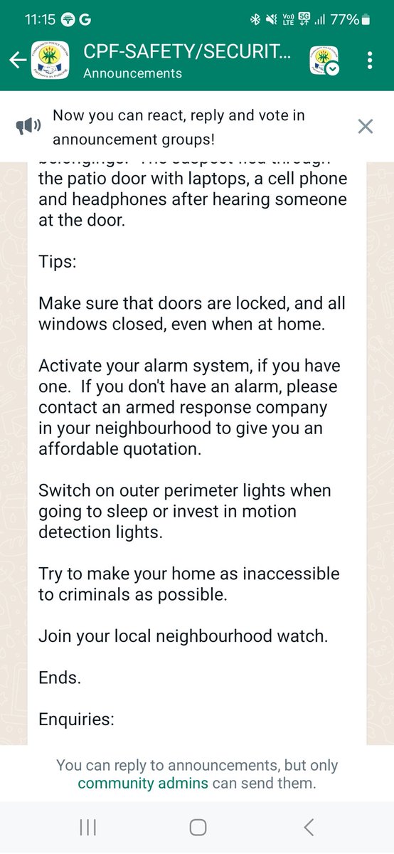 I don't know why, but the literal police telling us to get armed response as a safety tip feels...wrong.