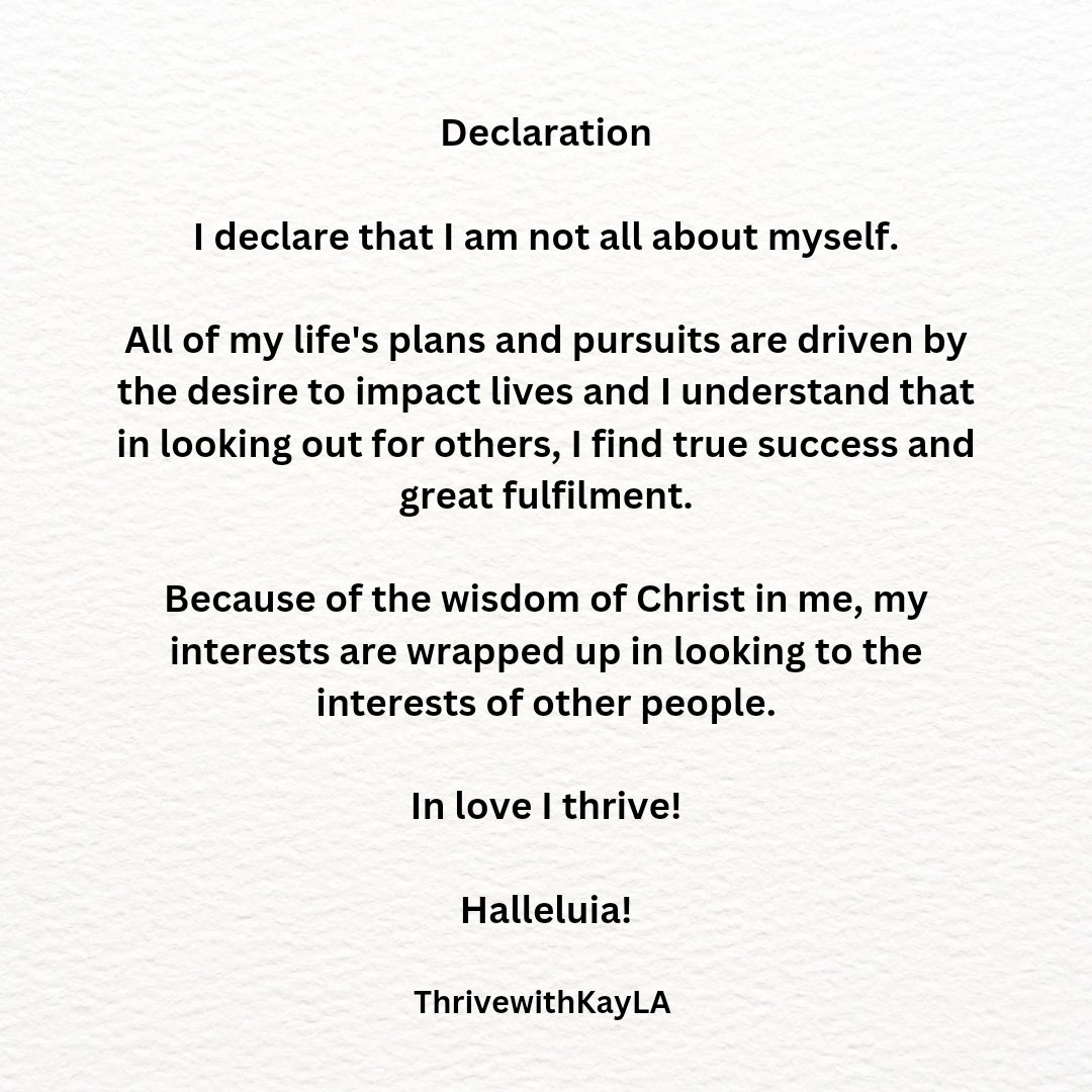 ThrivewithKayla's tweet photo. Philippians 2:4 ESV
Let each of you look not only to his own interests, but also to the interests of others. 

#thursdaydeclaration
#otherscentred
#thrivewithkayla
#globalhrexpert
#thriveinlove https://t.co/YbFqFY99To
