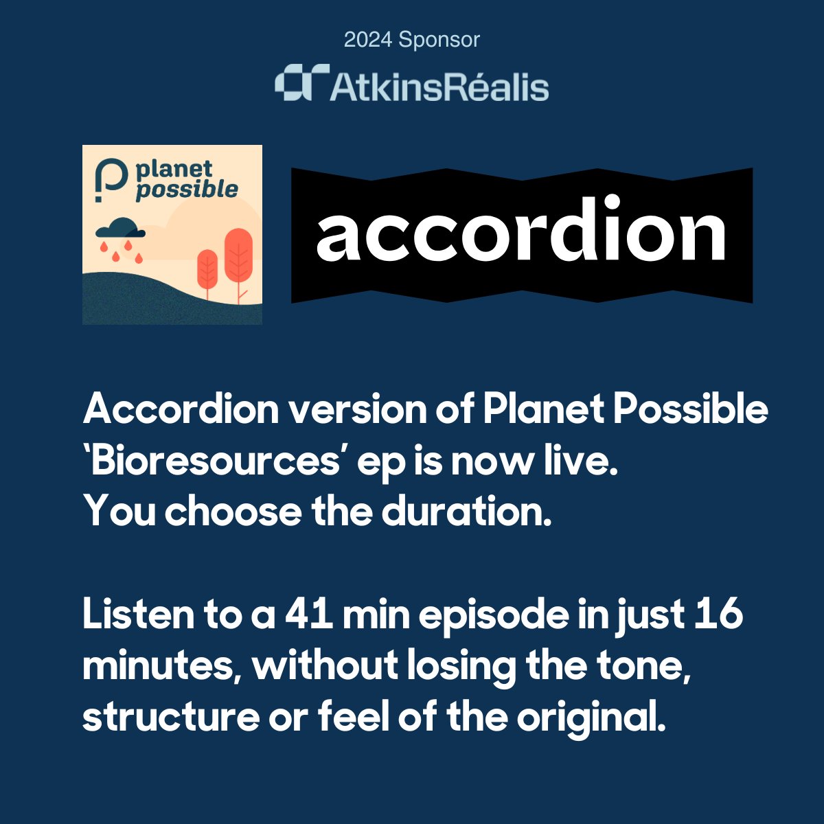 Haven't had time to listen to our latest episode 'Bioresources' yet? Don't worry, with Accordion you can choose the duration of the episode to match the time you have available. 😃 🎧➡️ bit.ly/bioresources_s…