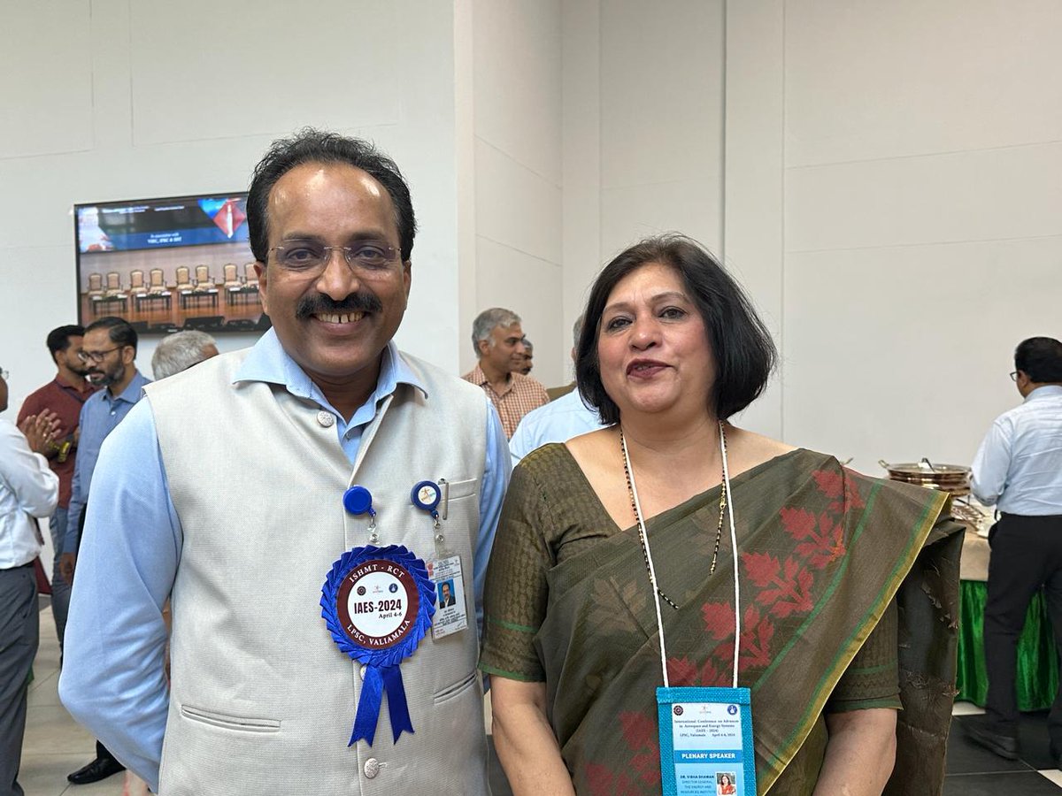 It was really nice to meet Dr S Somanath, Chairman, @isro at the International Conference on 'Advances in Aerospace and Energy Systems' organized by Liquid Propulsion Systems Centre, @isro. #Aerospace #EnergySystems #Innovation