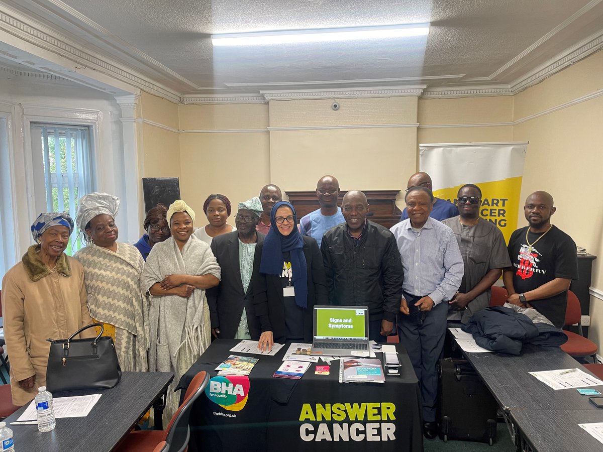 Answer Cancer had a wonderful welcome from the Urhobo Community Group, when we delivered an Awareness Session covering the 3 NHS Cancer Screening programmes. They have requested another visit to discuss Prostate Cancer with a Men’s group. #cancerawareness @the_BHA