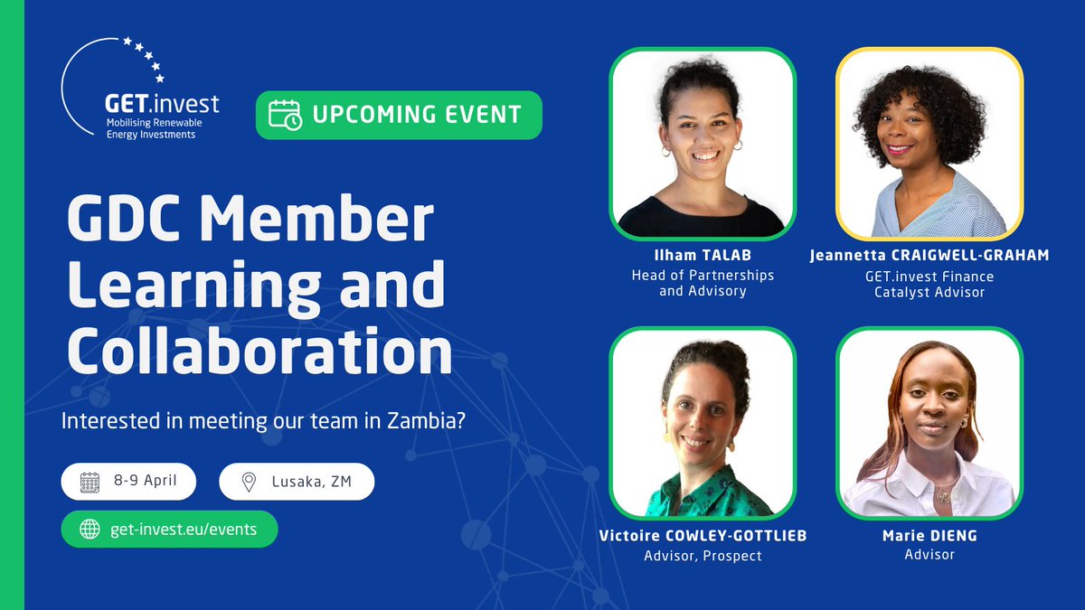 On 8-9 April, our implementing partner the Global Distributors Collective will host their member learning and collaboration event in #Lusaka, supported by @GET_invest 🇿🇲 To learn more about our team's role in the conference ⤵️ get-invest.eu/events/gdc-mem…
