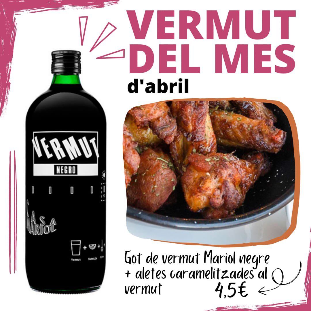 Ja tenim aquí el nostre vermut del mes 🍸

És el Casa Mariol negre, un vermut molt ben equilibrat, complex, amb un toc amarg al final i amb notes de caramel.

L' acompanyem amb unes aletes de pollastre caramelitzades al vermut així que, vermut per partida doble 😉
<a href="/CasaMariolAU/">Casa Mariol</a>