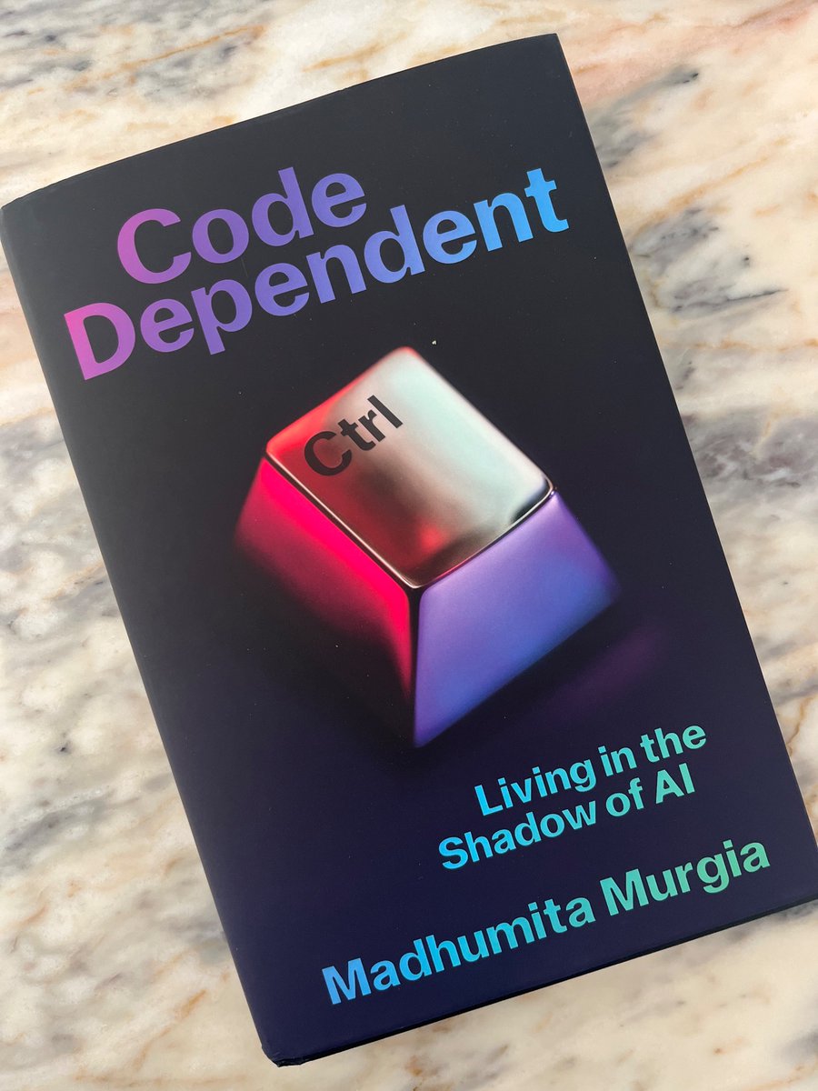 Just got my copy of @madhumita29’s Code Dependent! Excited to dive in. When we spoke for this it was clear she’d wander well beyond the usual tech-bro tale. Put it on your list ✅