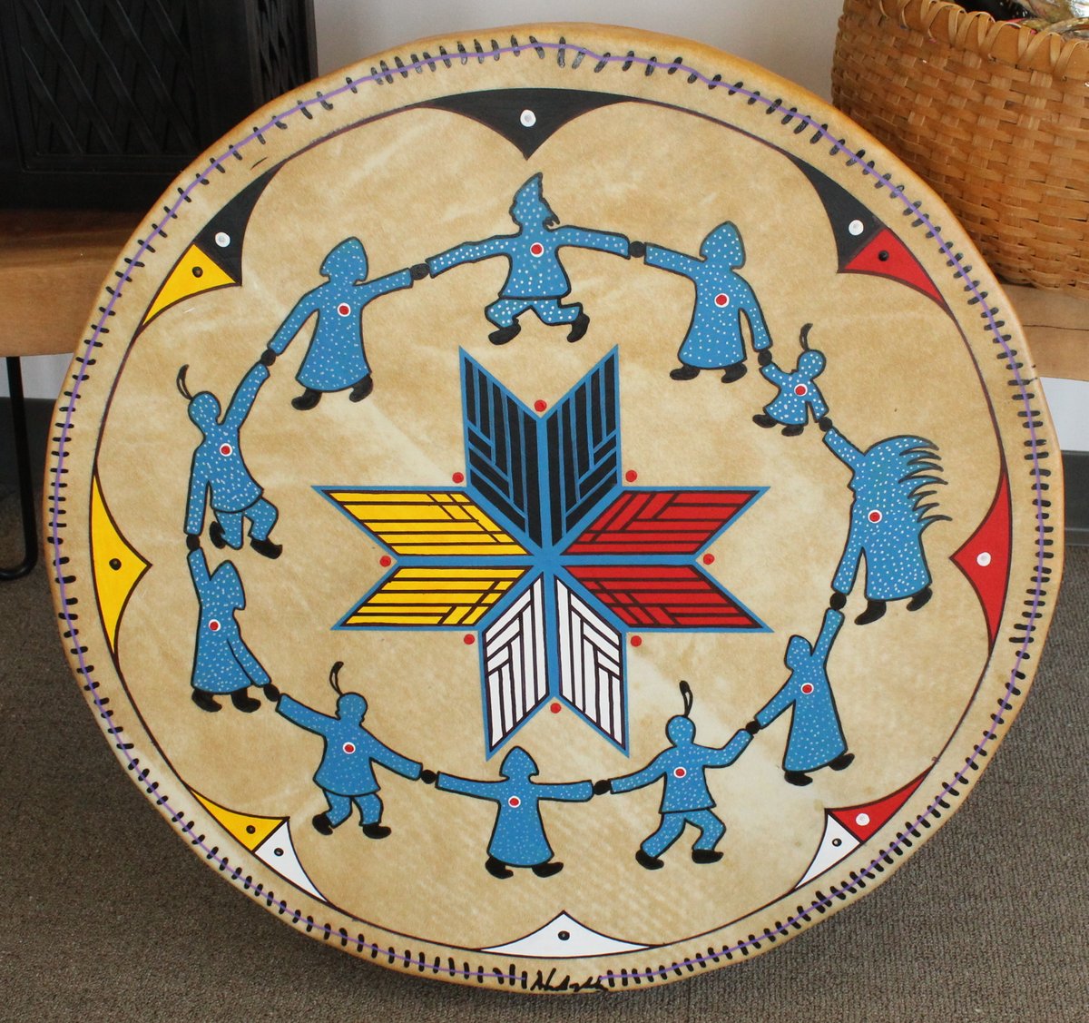 Ｔｈｅ Ｄａｉｌｙ Ｄｒｕｍ Todays drum is from my “Round Dance” Series. The Round Dance Drum is more important now than ever. The dancers join hands to form a large circle, symbolically indicating the equality of all people in the world. 🅷🅰🆅🅴 🅰 🅶🆁🅴🅰🆃 🅳🅰🆈!