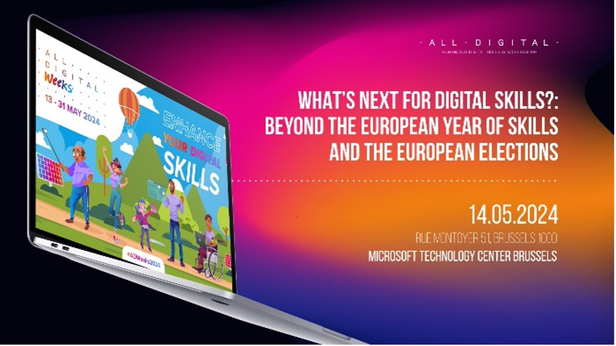 💻The annual #ADWeeks2024 campaign starts in two weeks’ time with the launch event “What’s next for Digital Skills? Beyond the European Year of Skills and the European Elections” on 14 May 2024 #alldigitalweeks