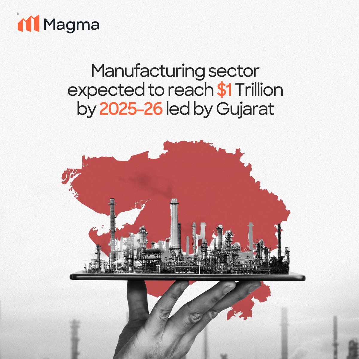 Did you know? India's manufacturing sector is expected to reach $1 trillion by 2025-26 propelling the Indian economy with robust development, with Gujarat leading the way. Join hands with Magma and be a part of this remarkable growth story.
#MagmaInsights #TechnologyLeaders