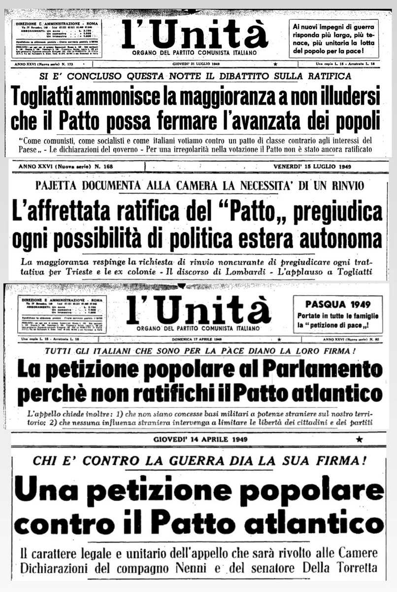 1️⃣9️⃣4️⃣9️⃣ → 2️⃣0️⃣2️⃣4️⃣
I comunisti, col pretesto della pace, tramavano contro l'Occidente.
Servivano il loro padrone.
Osservando la martellante retorica 'pacifista' odierna pare che il tempo si sia fermato.
Ma non vinceranno: la libertà e la civiltà avranno la meglio. #NATO #NATO75