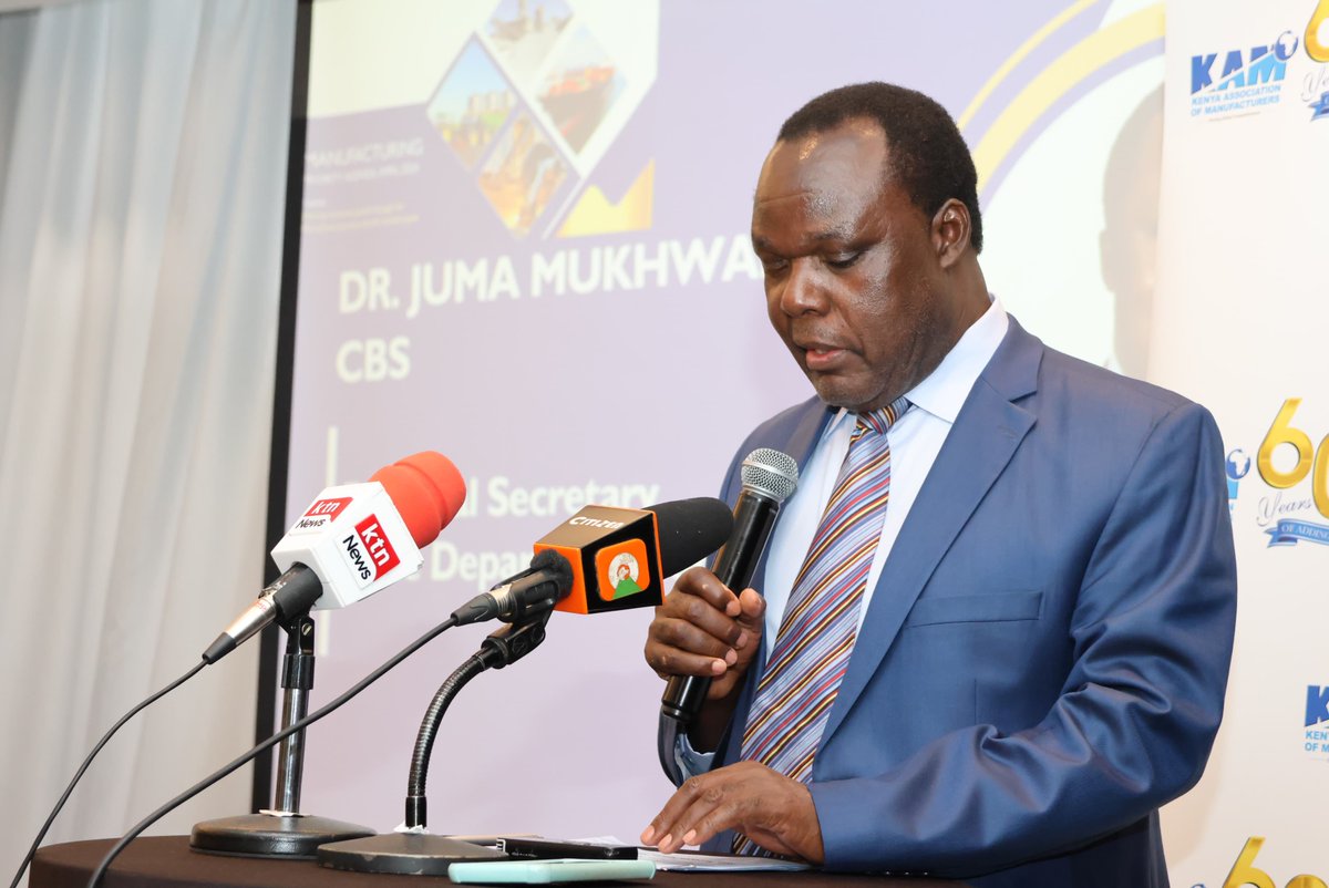 1/4 Ps for Industry Dr Juma Mukhwana is calling on manufacturers to create a stable value chain by offering competitive prices for agricultural produce. @DrJumaMukhwana @KAM_Kenya @rebecca_miano @kilimoKE @SueMangeni @Trade_Kenya @Investment_Ke @KBCChannel1 @ntvkenya @KTNNewsKE