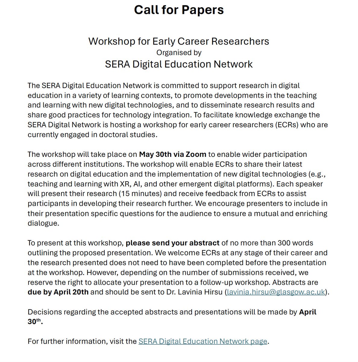 want to share your doctoral work on emerging digital technologies and practices? send us your proposal by April 20th @UofGEducation @SERA_Conference @DrRodolico @stnikou @ciliagr