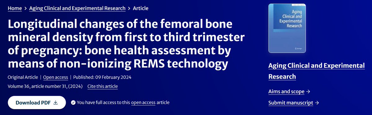 Lectura recomendada de viernes: 📑'Cambios longitudinales de la densidad mineral ósea femoral del primer al tercer trimestre del embarazo: evaluación de la salud ósea mediante tecnología REMS no ionizante'. 👉🏻Léelo aquí: acortar.link/KNhIbD