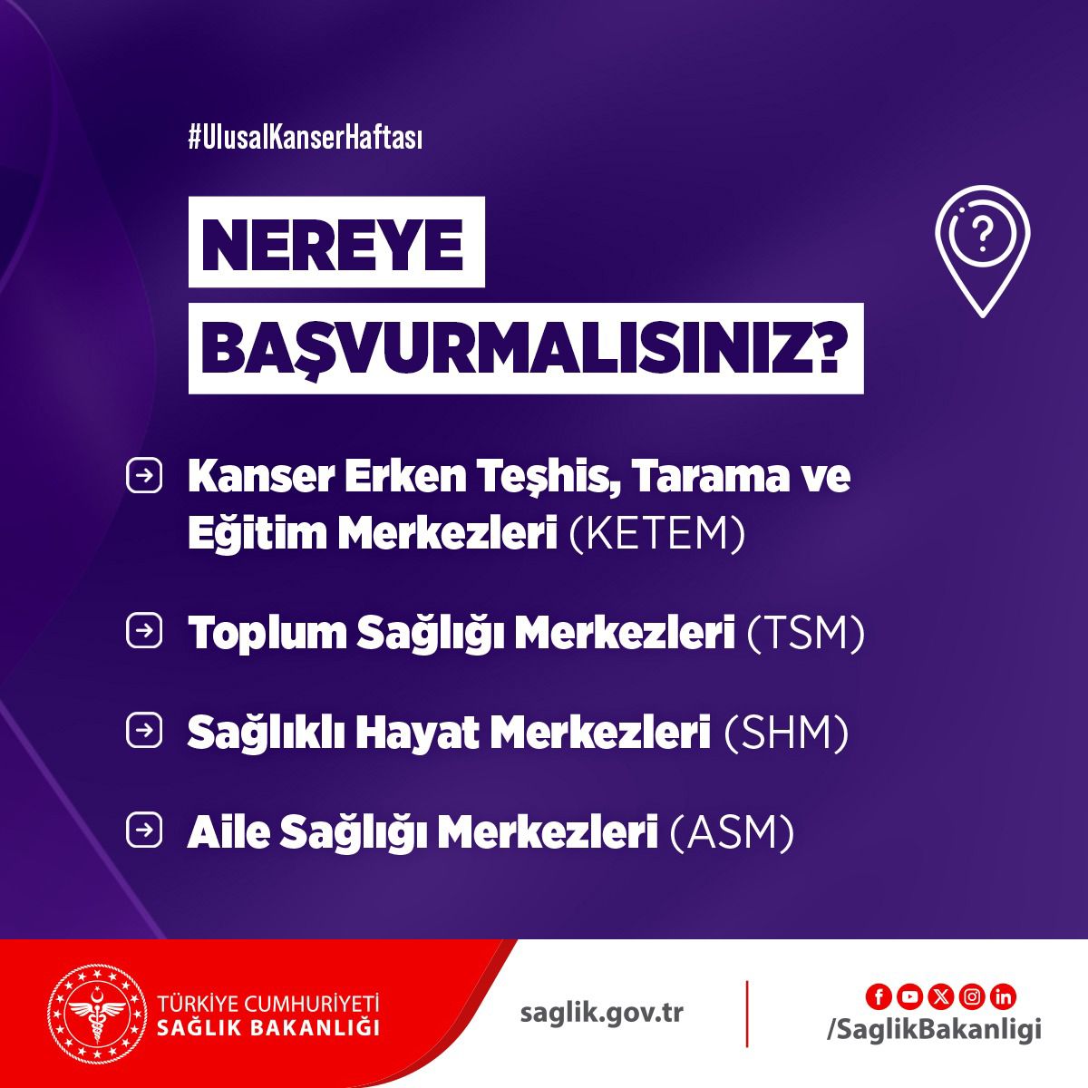 Ülkemizde ücretsiz olarak yapılan kanser taramaları hakkında bilgi almak için 👇🏼 #UlusalKanserHaftası