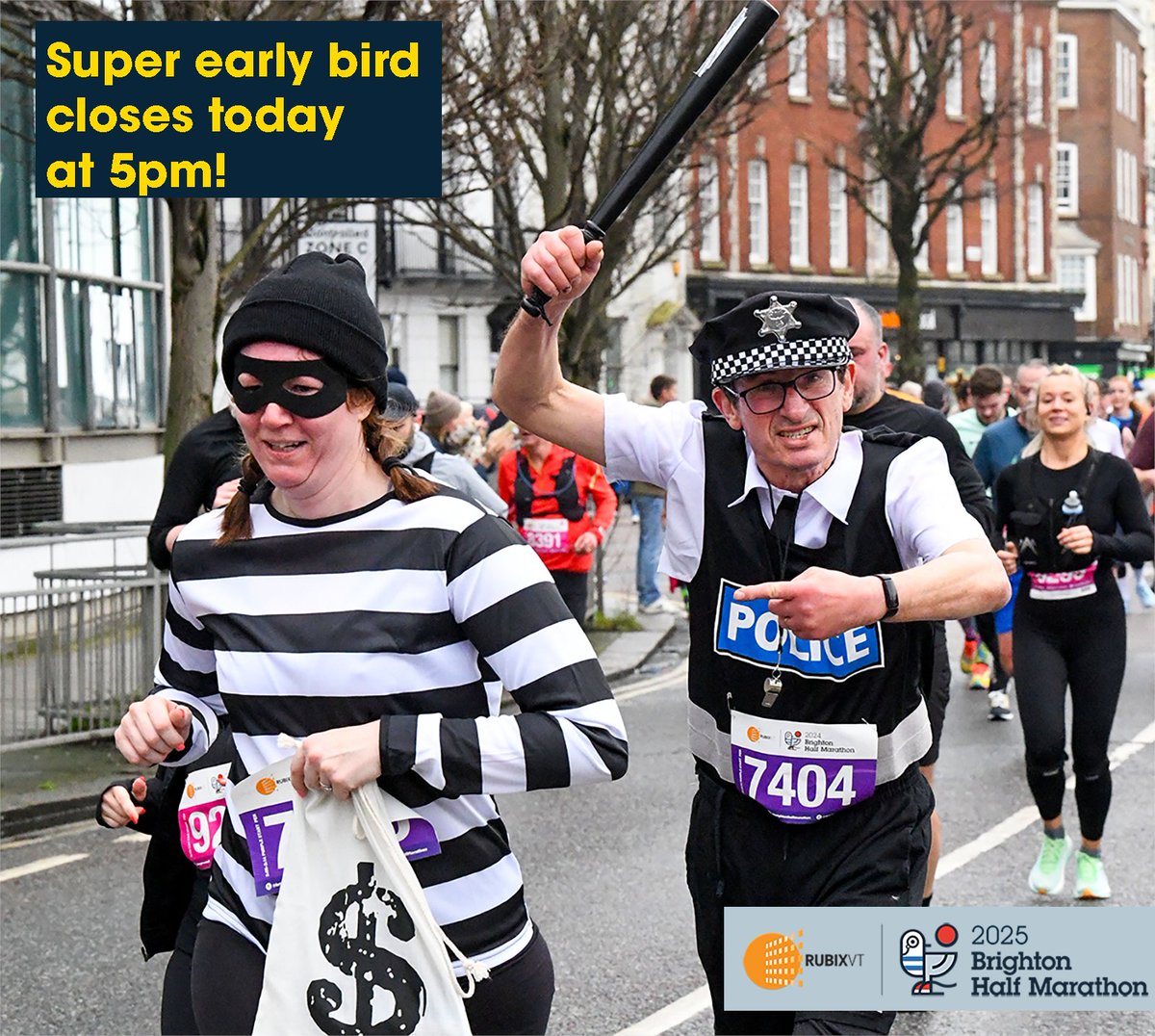 The super early bird offer to valued supporters of the Rubix VT Brighton Half Marathon closes at 5pm today! Have you got your entry for 2025? Enter here: brighton-half.eventize.co.uk/e/brighton-hal…