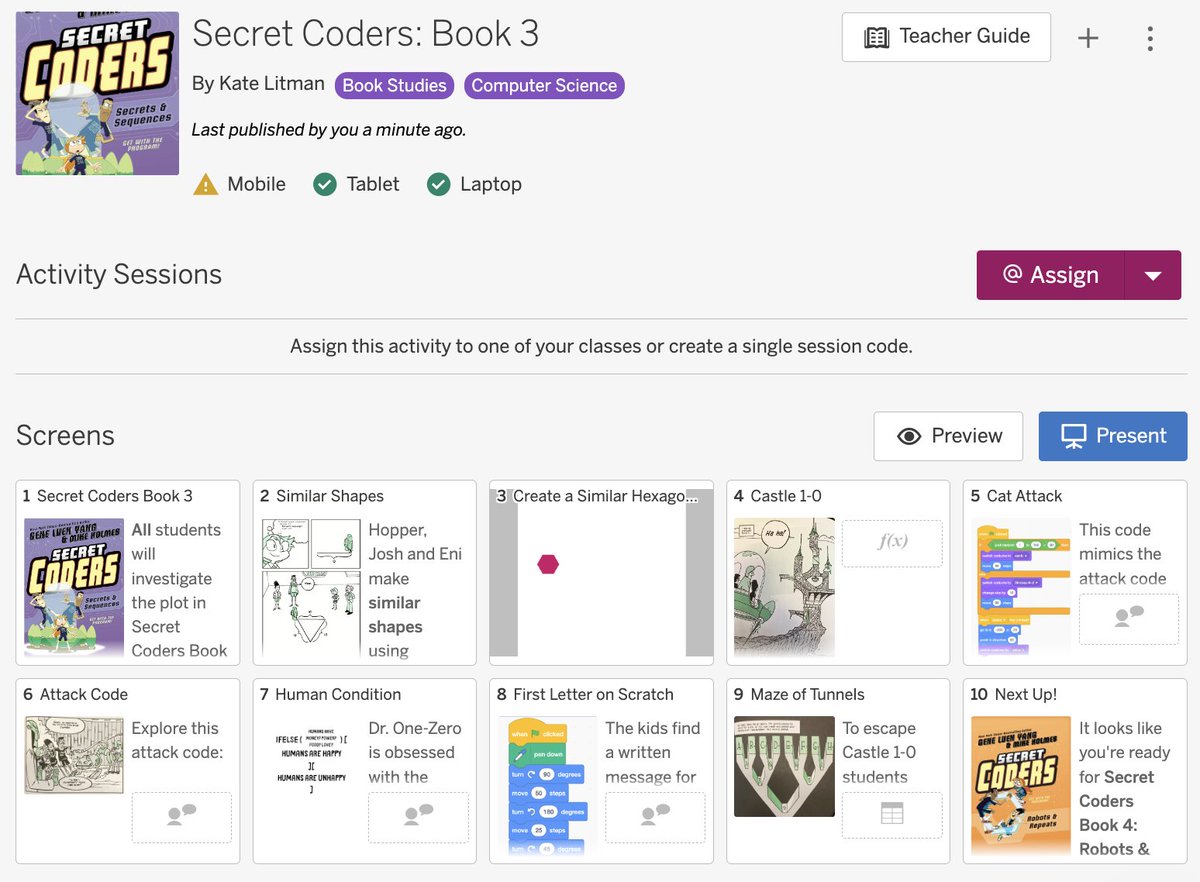 kate_selkirk's tweet photo. Happy to share another #readingguide for @geneluenyang #SecretCoders Books. This is #3. #coding #computerscience @scratch @desmosclassroom @Amplify https://t.co/TfiXHFHjvj
