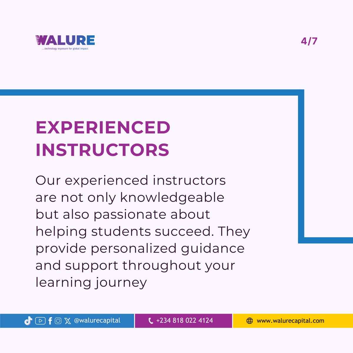 Have you ever wondered why we recommend Walure Academy? Well, today we would be sharing reasons why you need to enroll for our courses here at Walure Academy.

#walurecapital
#walureacademy
#walure
#academy
#enroll
#lagos
#TechCourses