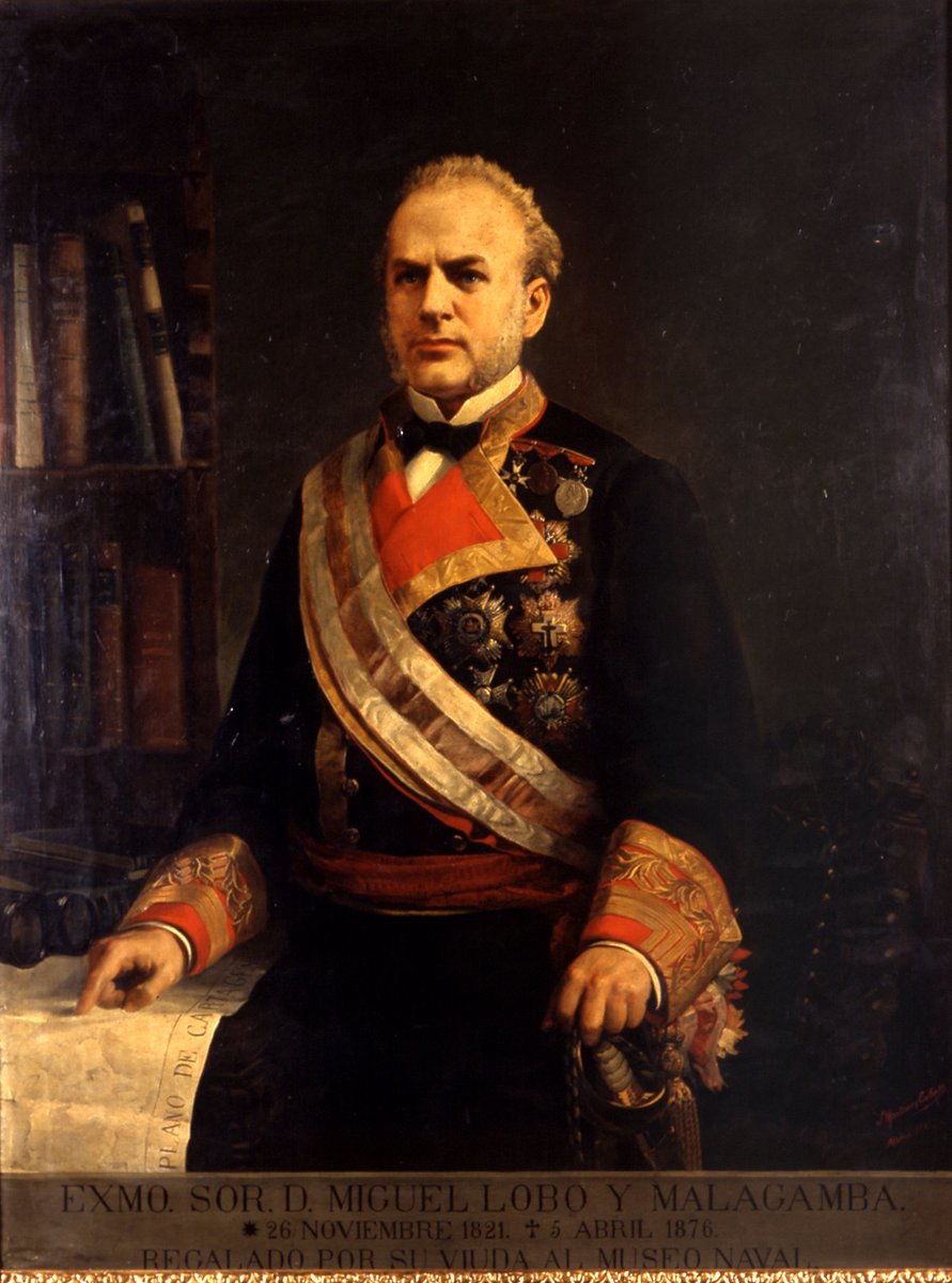 Miguel Lobo y Malagamba: marino español, contraalmirante de la Real Armada Española, ocupó los cargos de mayor general de la escuadra del Pacífico y comandante de la escuadra del Mediterráneo, entre otros. Falleció #TalDiaComoHoy  en París. 
Conservamos su retrato en nuestra #BVD