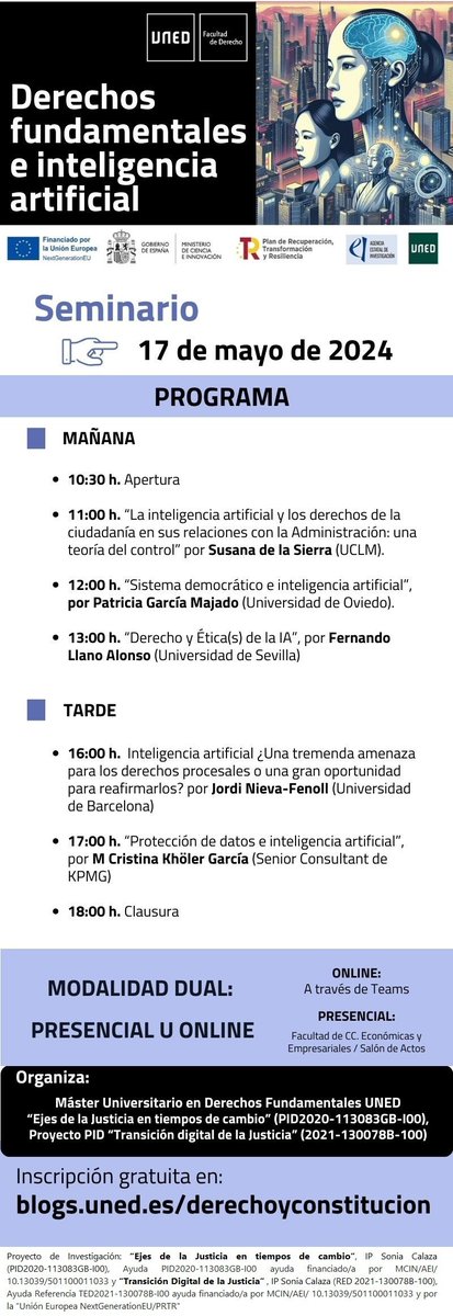 revistaTRCUNED's tweet image. Derechos fundamentales e inteligencia artificial @FacDerecho_UNED @CEPPUNED