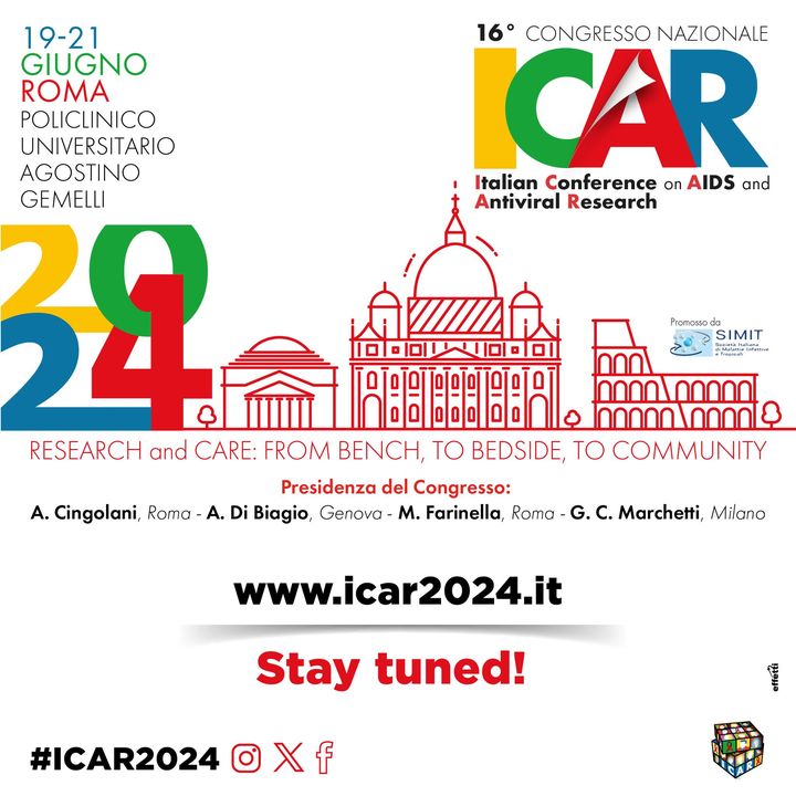 It is with great pleasure that we announce that #ICAR2024 will be held in Rome from 19 to 21 June 2024. 'Research and care: from bench, to bedside, to the community' The deadline for Abstracts is April 7th 2024: bit.ly/43rB89D