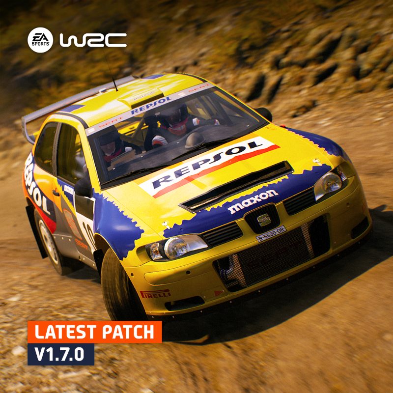 EASPORTSWRC's tweet photo. The v1.7.0 update to #EASPORTSWRC is rolling out today across all platforms 🚧

📙 Patch notes: https://t.co/auRVaIGMJb

🥽 VR (PC only) is expected to release via a separate patch towards the end of the month, we'll share more information in the future.