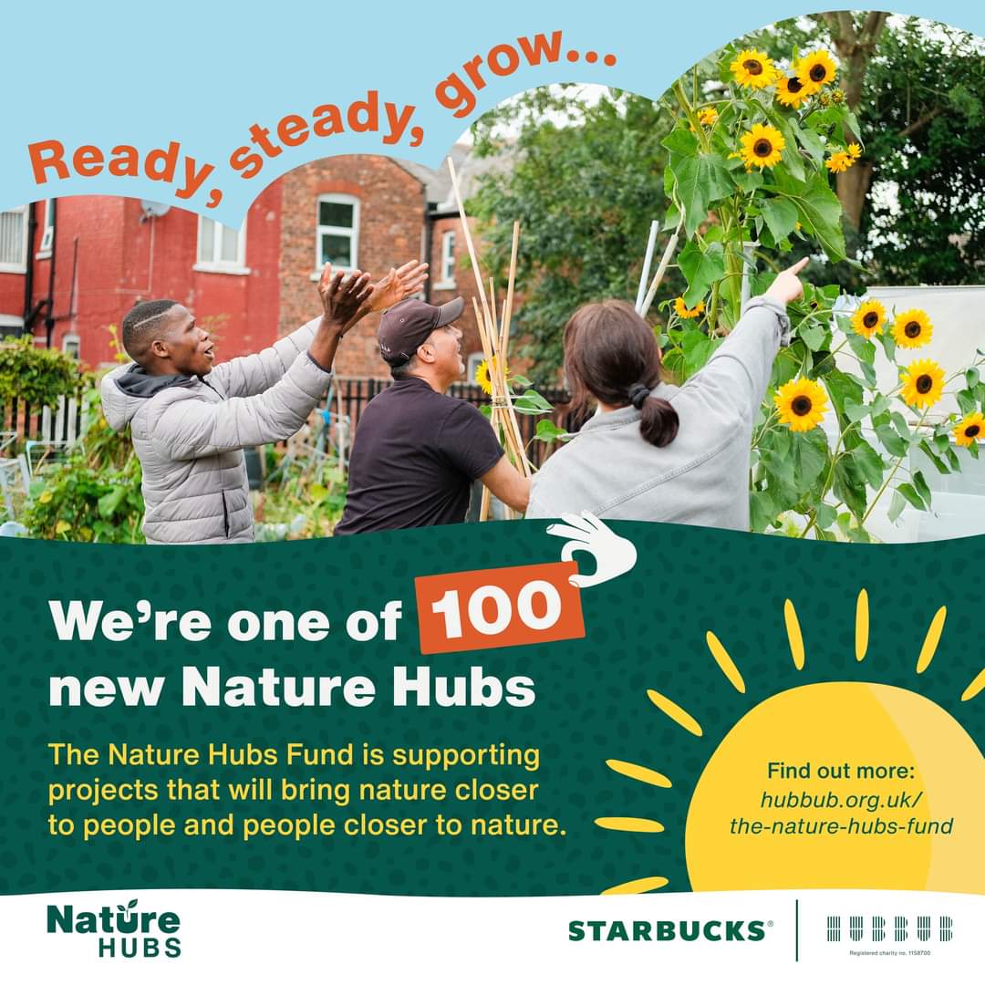 Ready, steady, grow! We’re excited to announce that we are one of 100 community nature projects across England, Scotland and Wales to receive funding from The Nature Hubs Fund.