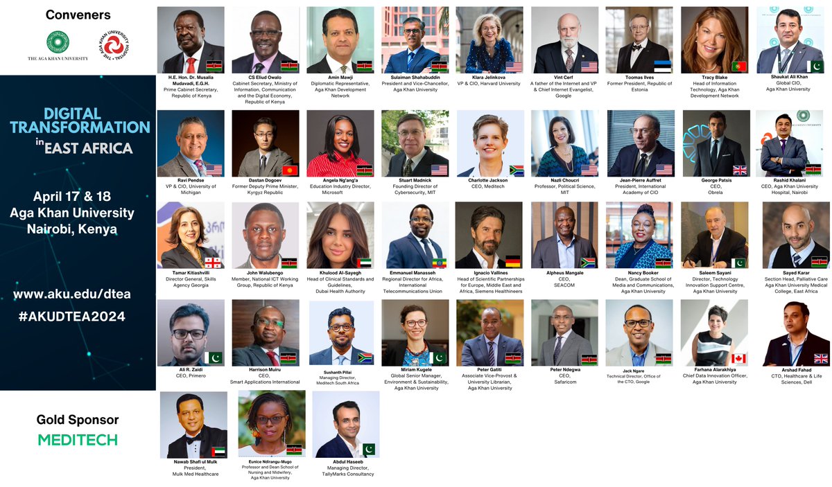 We are excited to unveil our distinguished speakers and panel members for the upcoming Digital Transformation in East Africa conference! Register for the conference: aku.edu/events/dtea/Pa… #AKUDTEA2024