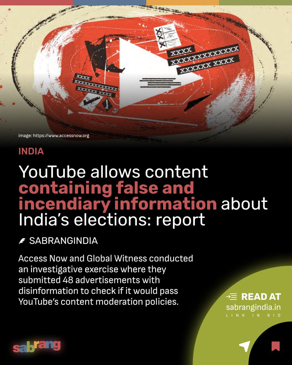 sabrangindia's tweet image. YouTube allows content containing false and incendiary information about India’s elections: report

#YouTubeMisinformation #ElectionDisinformation #ContentVerification

sabrangindia.in/youtube-allows…