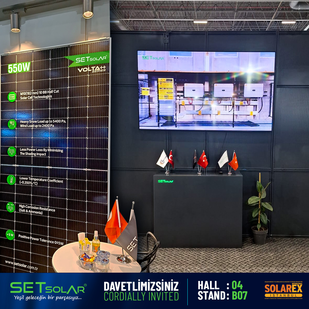 Solarex İstanbul 2024'te yerimizi aldık!

📍İstanbul Fuar Merkezi
📍Hall 04 Stand B07

#SolarexIstanbul #Solarex #GüneşEnerjisi #GüneşEnerjisiTeknolojileri #SolarEnergy #SetSolar #SetEnerji