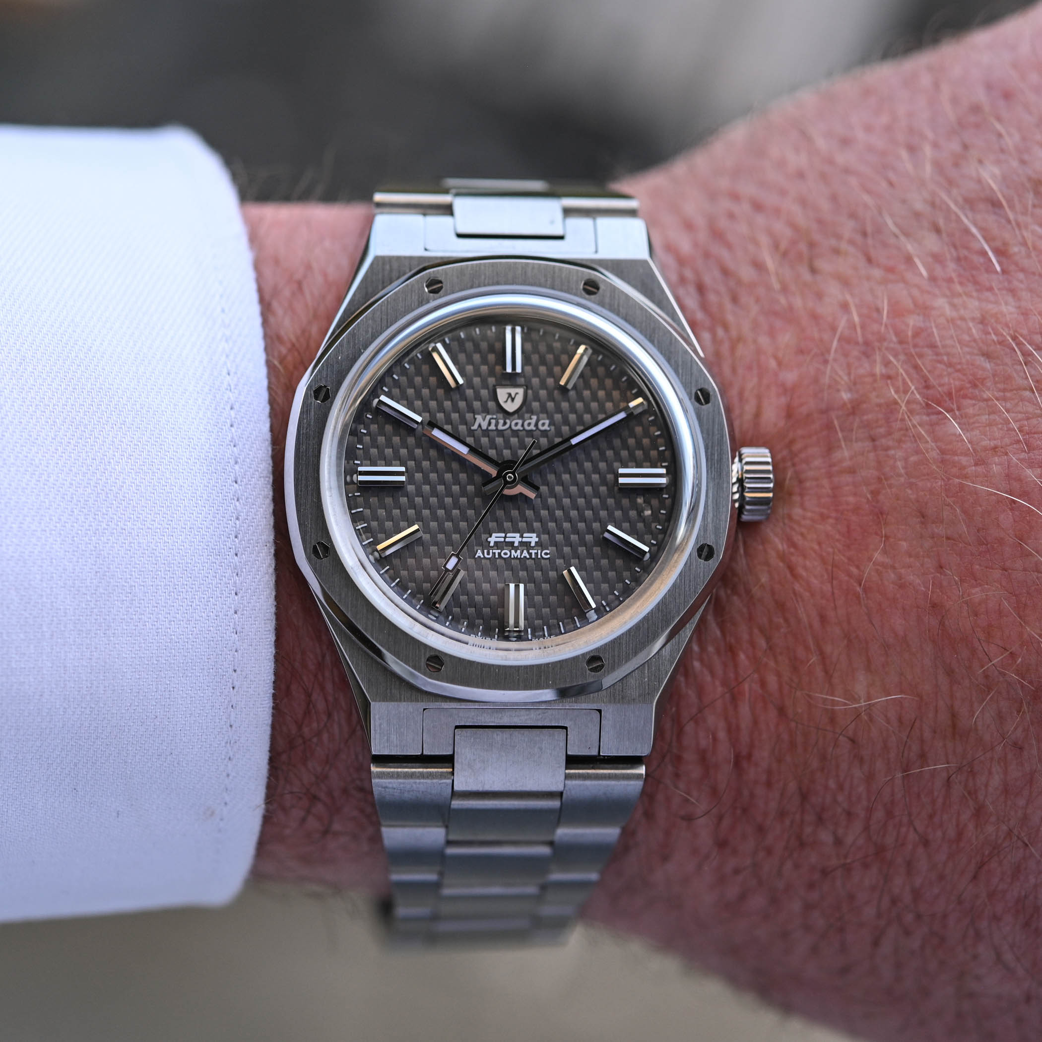 MONOCHROME Watches on X The Nivada Grenchen F77 collection embraces titanium and welcomes four new attractive dials meteorite aventurine glass lapis lazuli and grey. Which one is your favourite Or