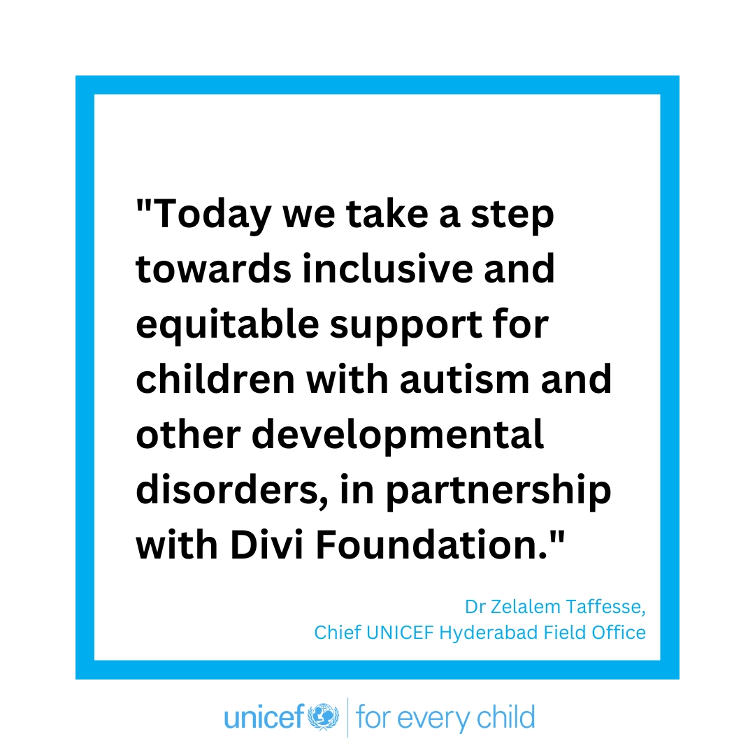 UNICEF collaborates with the Indian Academy of Pediatrics, Indian Institutes of Public Health and Fernandez Foundation to raise awareness and support early identification and care of autism, with the support of @DiviFoundation. The aim is to build the capacity of the health…