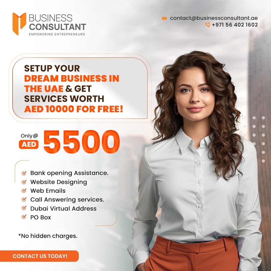 Enjoy the perks of thriving in an evolving economy and get services worth AED10000 for free!!

Book a consultation session with our experts:
📞 +971 56 402 1602
📧 contact@businessconsultant.ae