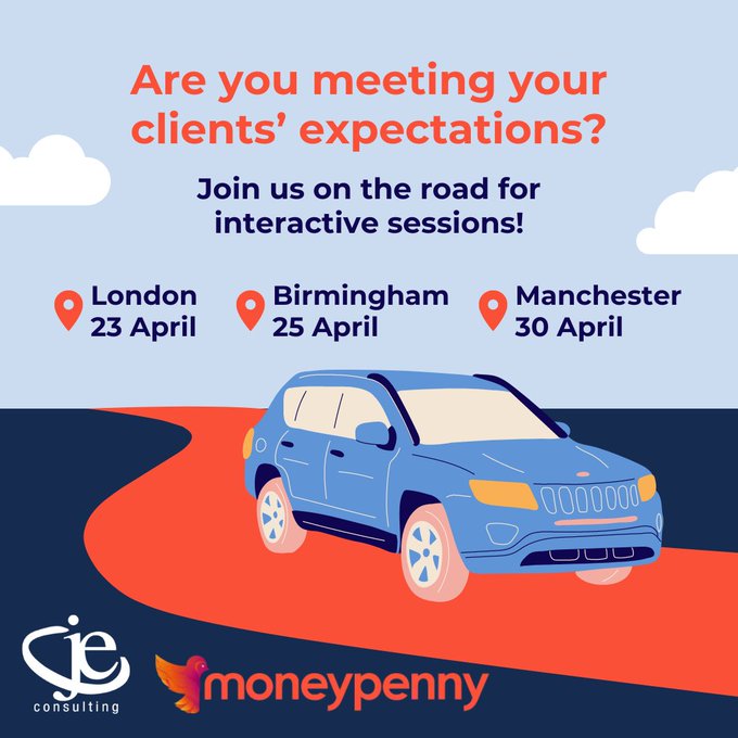 We're on the road with @JEConsulting 🚗🚗🚗  Join us in London, Birmingham or Manchester for a deep-dive<a class="tags" target="_blank" title="On Twitter" href="/?out=eyJ0eXAiOiJKV1QiLCJhbGciOiJIUzUxMiJ9.eyJpYXQiOjE3MjMwODk5MjcsImlzcyI6InR3cG9ybnN0YXJzLmNvbSIsIm5iZiI6MTcyMzA4OTkyNywiZXhwIjoxNzU0NjI1OTI3LCJyZWRpcmVjdF91cmwiOiJodHRwczovL3R3aXR0ZXIuY29tL0pFQ29uc3VsdGluZyJ9.VhYe-UlSZXJQW-SFfO3rfAaALPe_J_68c8XooB4GImM0Eup6rECLUhca4K1jJFjGkdYANEPvzBVYcdy8SaTxlw">@JEConsulting</a><a href="/tag/events"class="tags"><span>#events</span></a><a href="/tag/cx"class="tags"><span>#cx</span></a><a href="/tag/accountants"class="tags"><span>#accountants</span></a>
