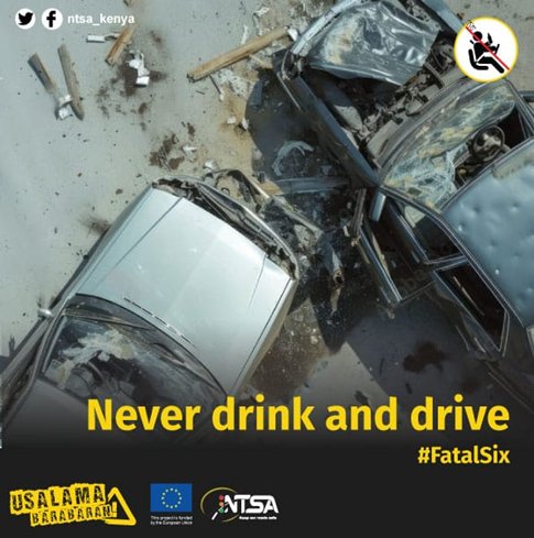 Follow these Driving Safety Tips for a Safer Journey:

-Do not drink and drive
-Obey the speed limit
-Do not use cell phones when driving. It is illegal and extremely dangerous
-Ensure the vehicle is in a roadworthy condition etc 
#Usalamabarabarani

Road Safety
@Ma3Route