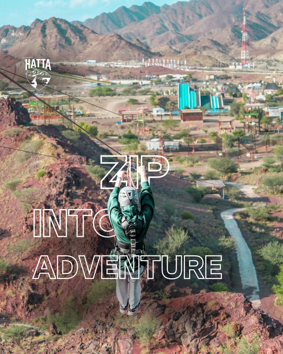 Experience the thrill of flying over the stunning Hatta sky on Zipline at hattaoutdoor. اختبروا متعة التحليق في سماء حتا المذهلة على مسارات الانزلاق في hattaoutdoor #Hatta #VisitHatta #زوروا_حتا #حتا