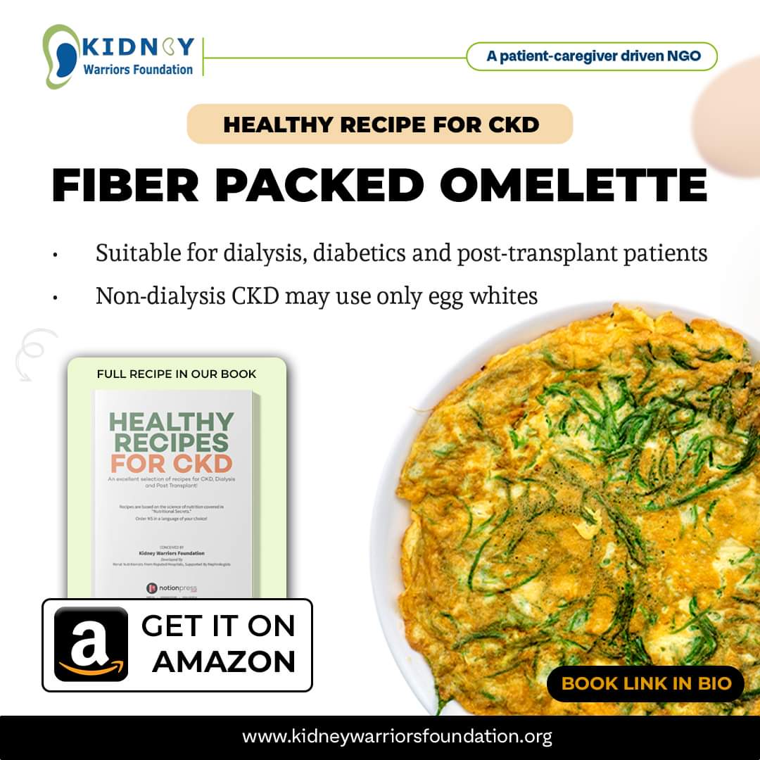 Fuel your kidney health with this fiber-packed omelette! Packed with nutrients and low in sodium, it's a delicious way to support your CKD journey. #CKD #kidneydisease #HealthyFood #recipes #recipebook