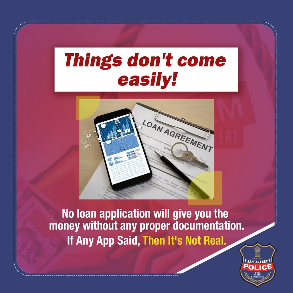 Do not download unauthorized loan apps and take loans from them; you will be cheated and harassed by the money lenders.   #Dial1930 Or cybercrime.gov.in  #CyberAwareness #FakeLoanApps #CyberFrauds #TelanganaPolice