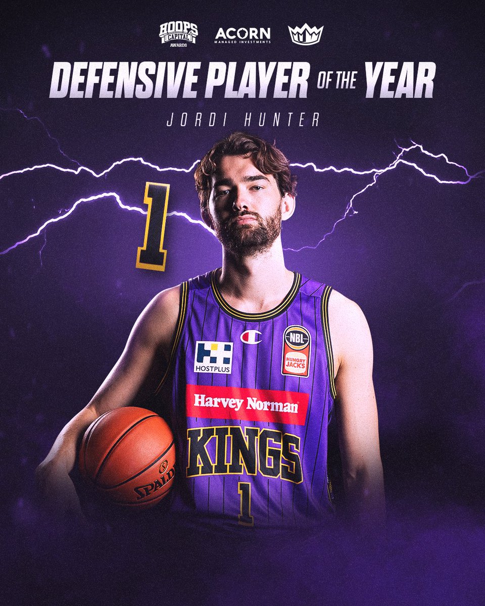 The Sydney Kings’ #NBL24 Defensive Player of the Year, sponsored by Acorn, is @jordihunter1 🔒 #LetItReign