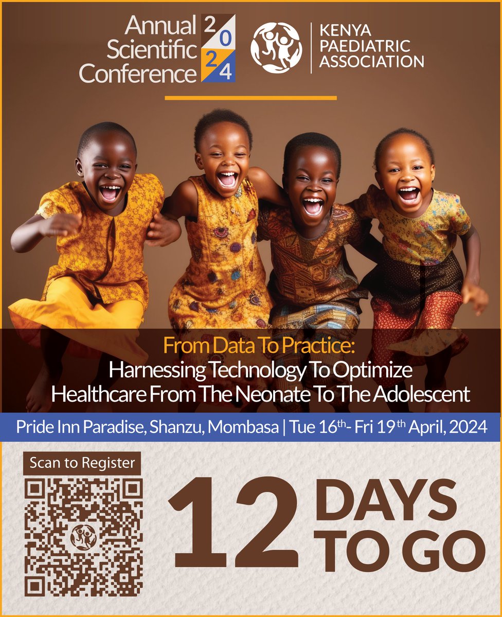 Just 12 Days to go! Don't miss the chance to elevate your expertise, connect with leading experts and strengthen your skills in delivering comprehensive care to young patients and their families. Register today: kpa-asc.web.app #KPASciCon2024 #Afyayawatotowetu