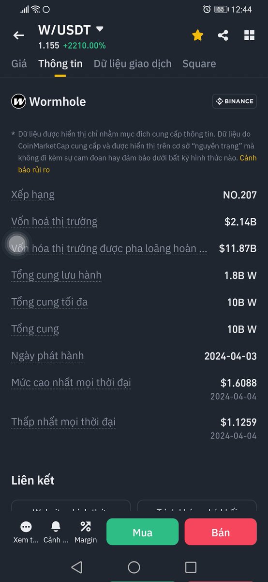 Nhường kèo giàu sang $W lại cho anh em
0.7-0.5u thì mua. List full sàn để xả thì chia đôi là ít 🥲
#Wormhole