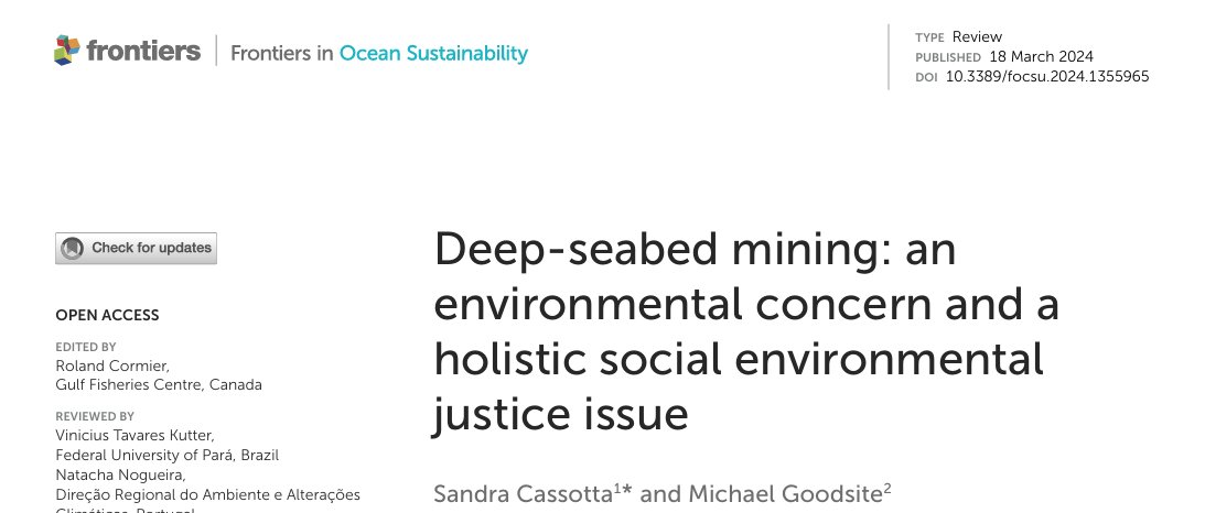 This #bluehumanities open-access article @FrontiersIn  examines evolving laws in deep-sea mining, emphasizing the need for adopting a precautionary approach to avoid potential social environmental justice problems.@stevermentz 
vbn.aau.dk/ws/portalfiles…